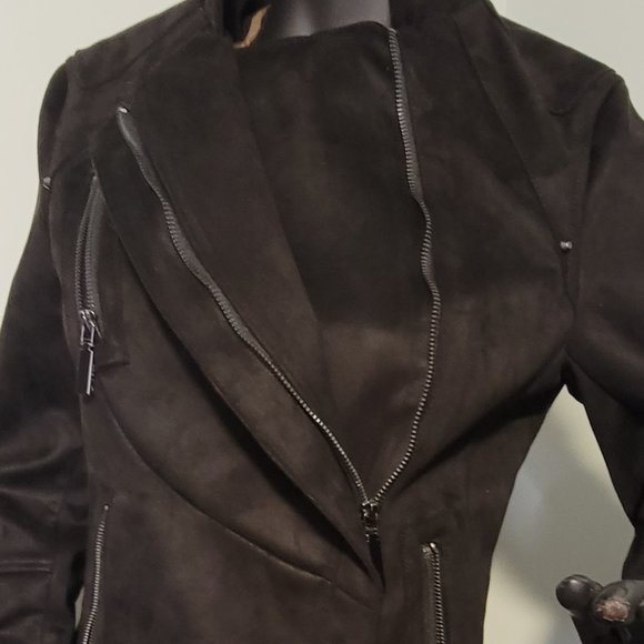 NWT Vince Camuto Black Vegan Suede Moto Jacket - Picture 8 of 14